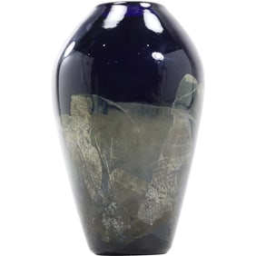 John Cook, Signed, Black Art Glass Vase 7.25 inches height x 4 in. wide