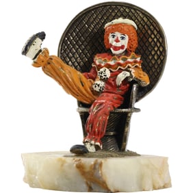 Ron Lee, Signed Enameled Cast Metal Clown Figure Sculpture 7 in. height x 6 in. wide