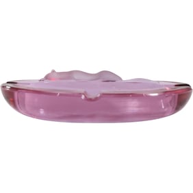 Heisey by Viking Glass Lavender Ice Sleeping Fox Ashtray 1993 Museum Dedication 6.25 in. x 4 in.