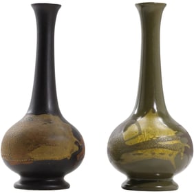 2 Vintage Royal Haeger Earth Wrap Pottery Vases 10 inches height x 4.5 in. wide