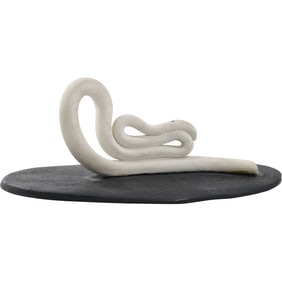 Mid-Century Modern Ceramic "Wiggle" Art Sculpture,  10.5 in. length, Artist Unknown