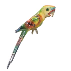 Signed Tonala, Mexico, Paper Mache Parrot Figure Sculpture, Hand Painted, 26 inches length
