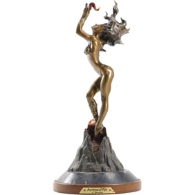 Boris Vallejo Bronze "Mistress of Fire" Statue Sculpture with Name Plaque, good patina 13 in. height