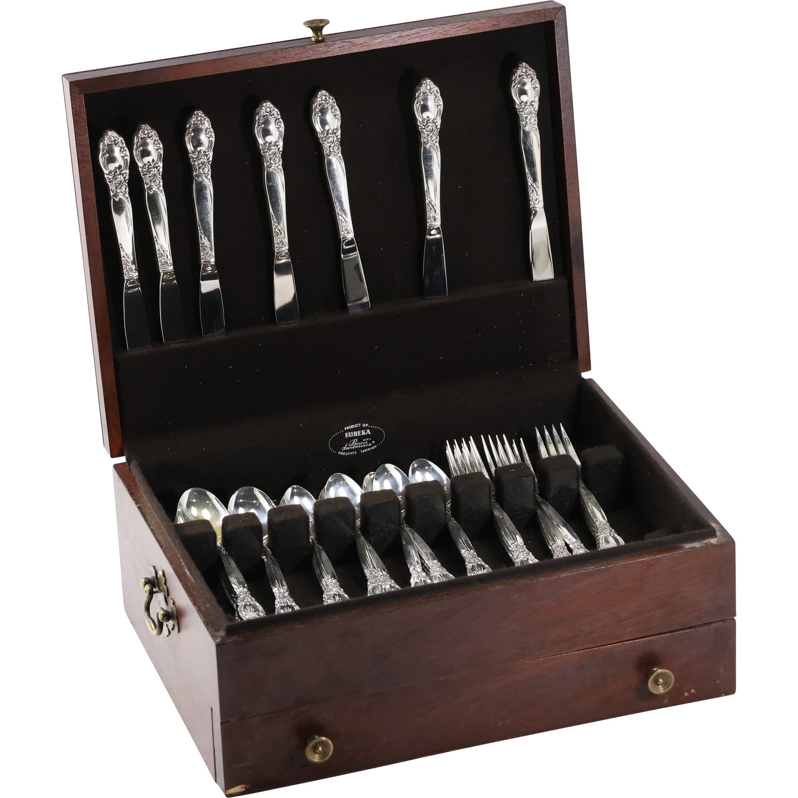 Community Silver Plate Flatware in Wooden Box - See Pictures for Item Count (1 of 18)