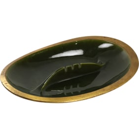Vintage Mid Century Anthony Freeman McFarlin California Pottery Black Gold Ceramic Large Ashtray