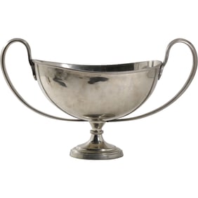 Antique English Victorian Silver Plated Trophy Cup Small Candy Dish Fruit Bowl 10 in. x 16.5 in.