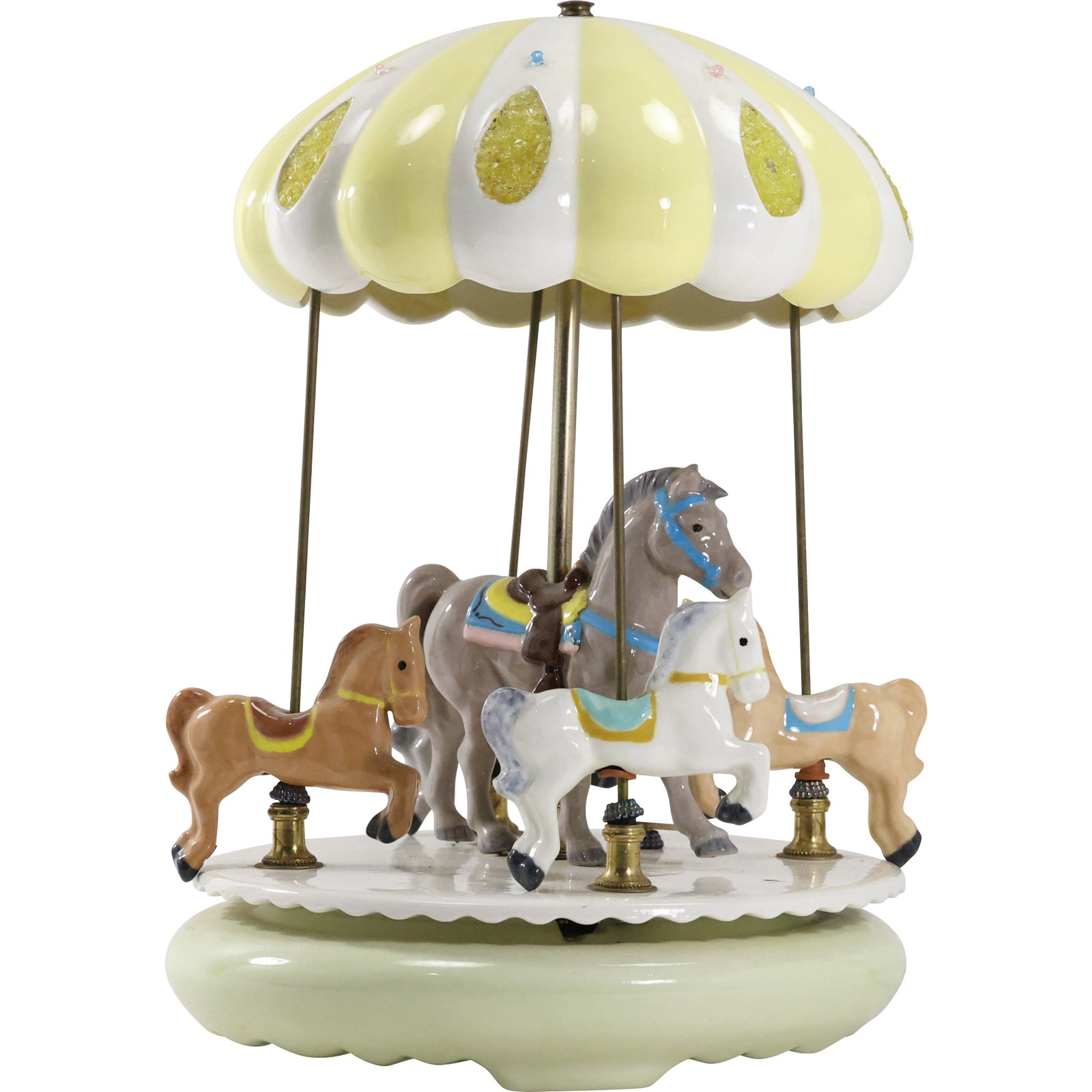 Porcelain CAROUSEL Lights Up, Electric, 16 inches height x 11 in. wide: Porcelain CAROUSEL Lights Up, Electric, 16 inches height x 11 in. wide. size: 16 h 11 w