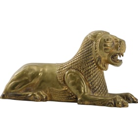 Bronze Egyptian Lion Figure Statue Sculpture 4 in. height x 7.5 in. length
