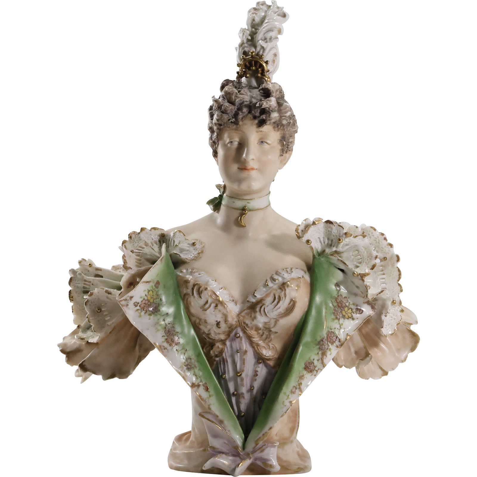 "Turn-Teplitz" RStK Bohemia Porcelain Female Bust Elegant Fashion Woman 16 in. height x 12.25 in. (1 of 20)