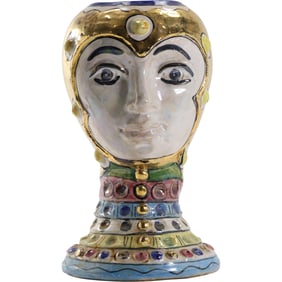 Vintage Italian Art Deco Lady Head Ceramic Vase 12 inches height x 6 inches wide