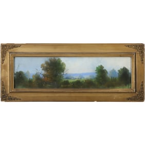 Robert Insley, American, Pastel Painting Landscape with Buildings in Far Background, Signed on Verso