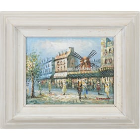 Caroline Burnett [1877-1950], Oil on Canvas Painting, Parisian Street Scene, Signed, Framed