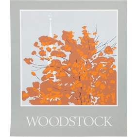 1980s WOODSTOCK POSTER by Artist Robert Angeloch 1922-2011, Woodstock N.Y.