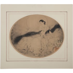 LOUIS ICART, La Dame Aux Camellias Circa 1927 , Oval, Matted, No Frame