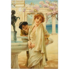 after Sir Lawrence Alma-Tadema, "A Difference of Opinion" 20th C. Oil on Canvas Painting