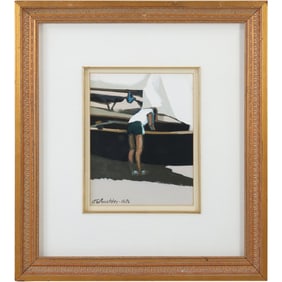 Harry E. Buckley (1930 - 2010) Oil Painting, Attending Docked Boat, Signed and Dated 1976