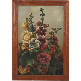 C M Heiss 1891; Antique Oil on Canvas Still Life of Flowers, Framed