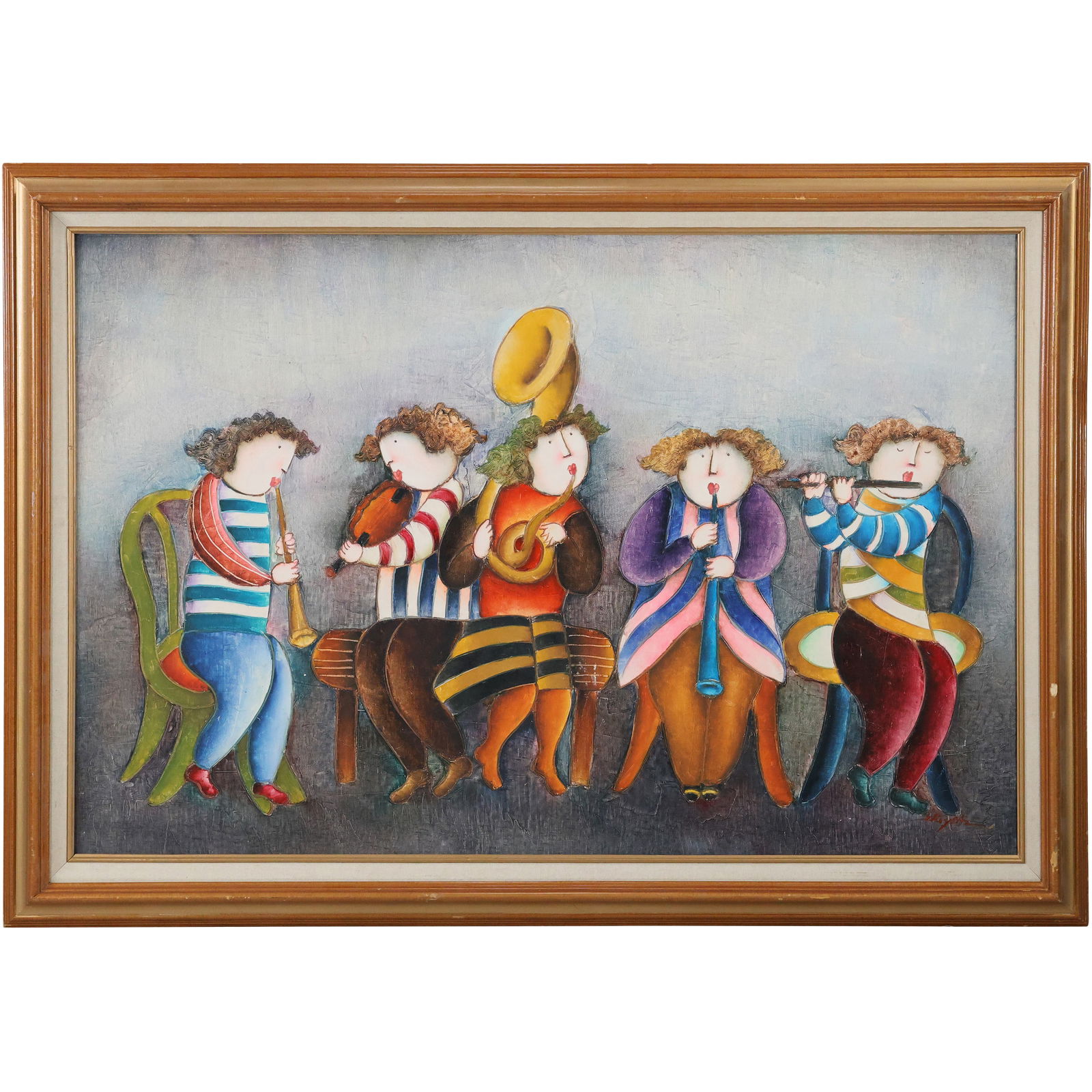 Joyce Roybal (AMERICAN / NEW YORK / FRANCE / ITALY, B.1955) Oil Painting on Canvas Children Band (1 of 17)