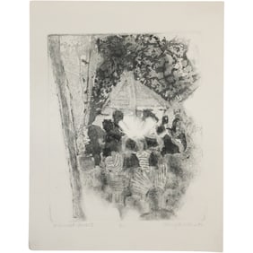 Nancy Summers [Angeloch], Woodstock NY, Etching "Maverick Concert", #5/10, Pencil Signed