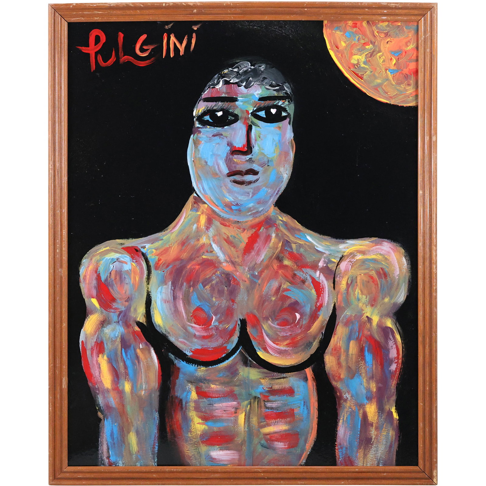 Thomas Pulgini, American, Oil Painting on Board Abstract Gay Man Portrait LGBTQ, Framed: Thomas Pulgini, American, Oil Painting on Board Abstract Gay Man Portrait LGBTQ, Framed. size: 28 x 22 , outside of frame: 30 x 24 ; ASKart: Thomas Pulgini, Born 1965 in Wilmington DelawarePopular Phi