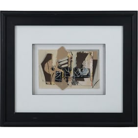 Signed Lamore, Quality Vintage Expressionism Abstract Collage, Framed
