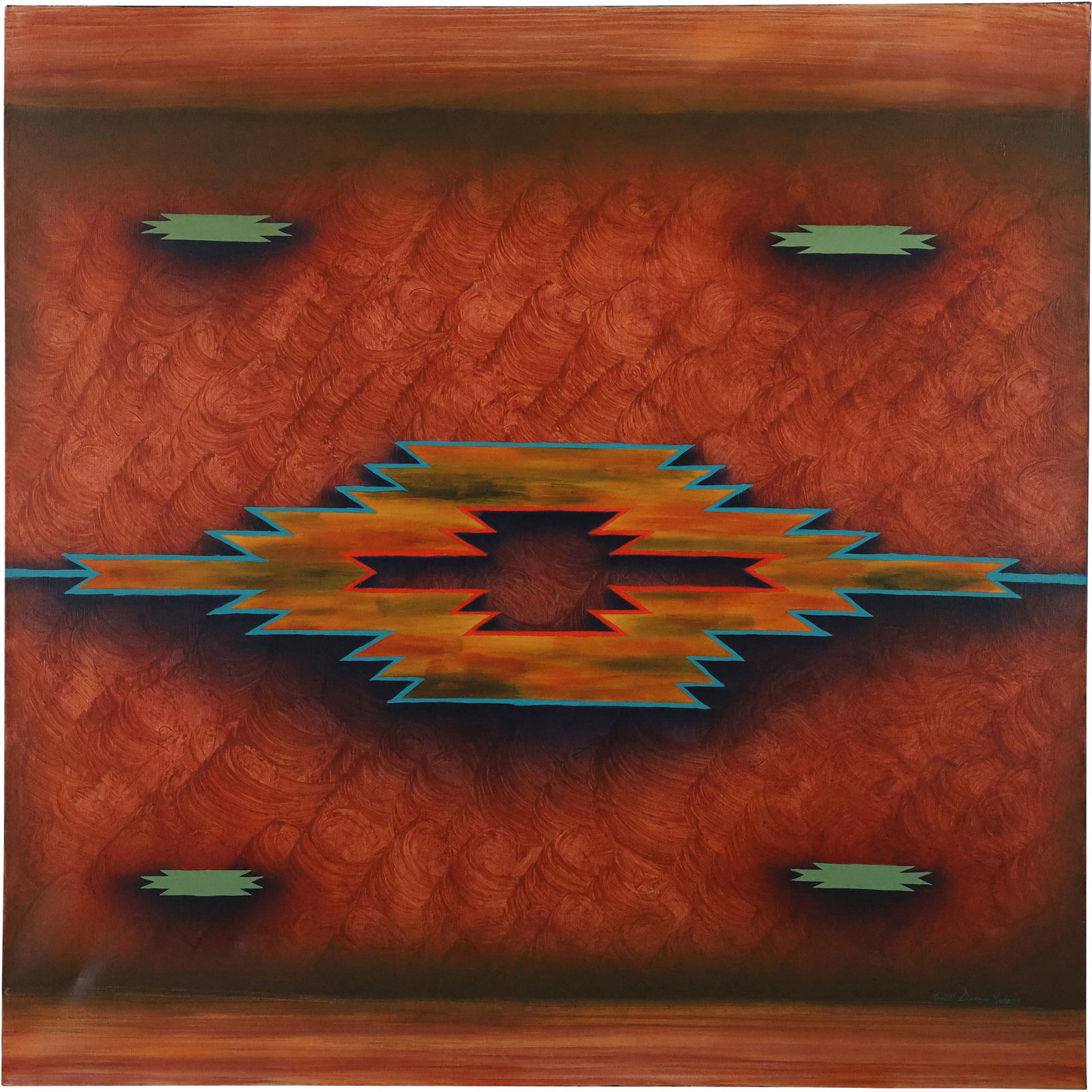 Signed Dennis Murphy 2011, Fabulous Native American Indian Oil on Canvas Geometric: Signed Dennis Murphy 2011, Fabulous Native American Indian Oil on Canvas Geometric . size: 36 x 36