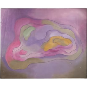 Large Vintage Oil on Canvas ABSTRACT Topographical Painting 47 in. x 59 in.