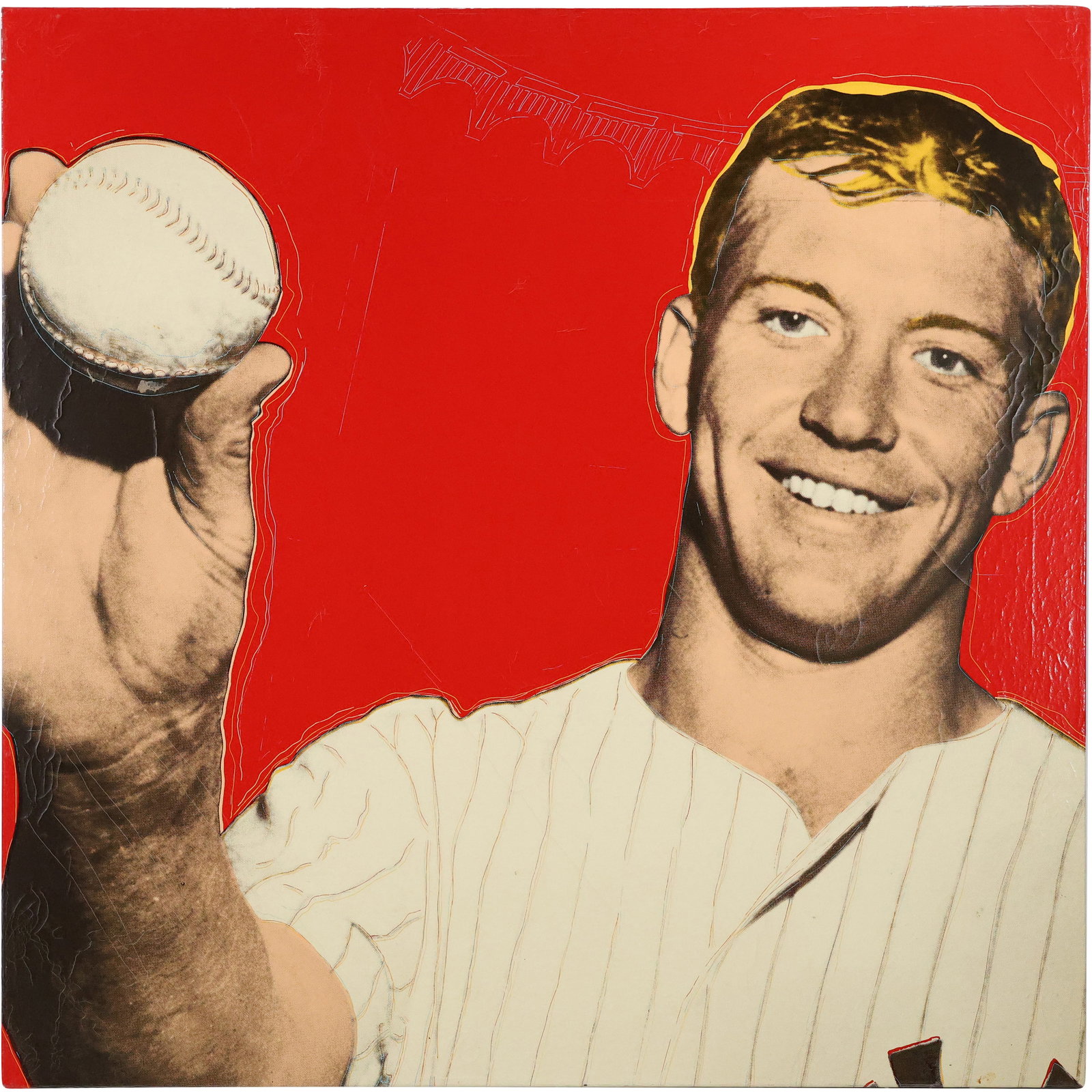 Steve Kaufman - Mickey Mantle - 1995 Serigraph on Canvas 40 inches x 40 inches (1 of 10)