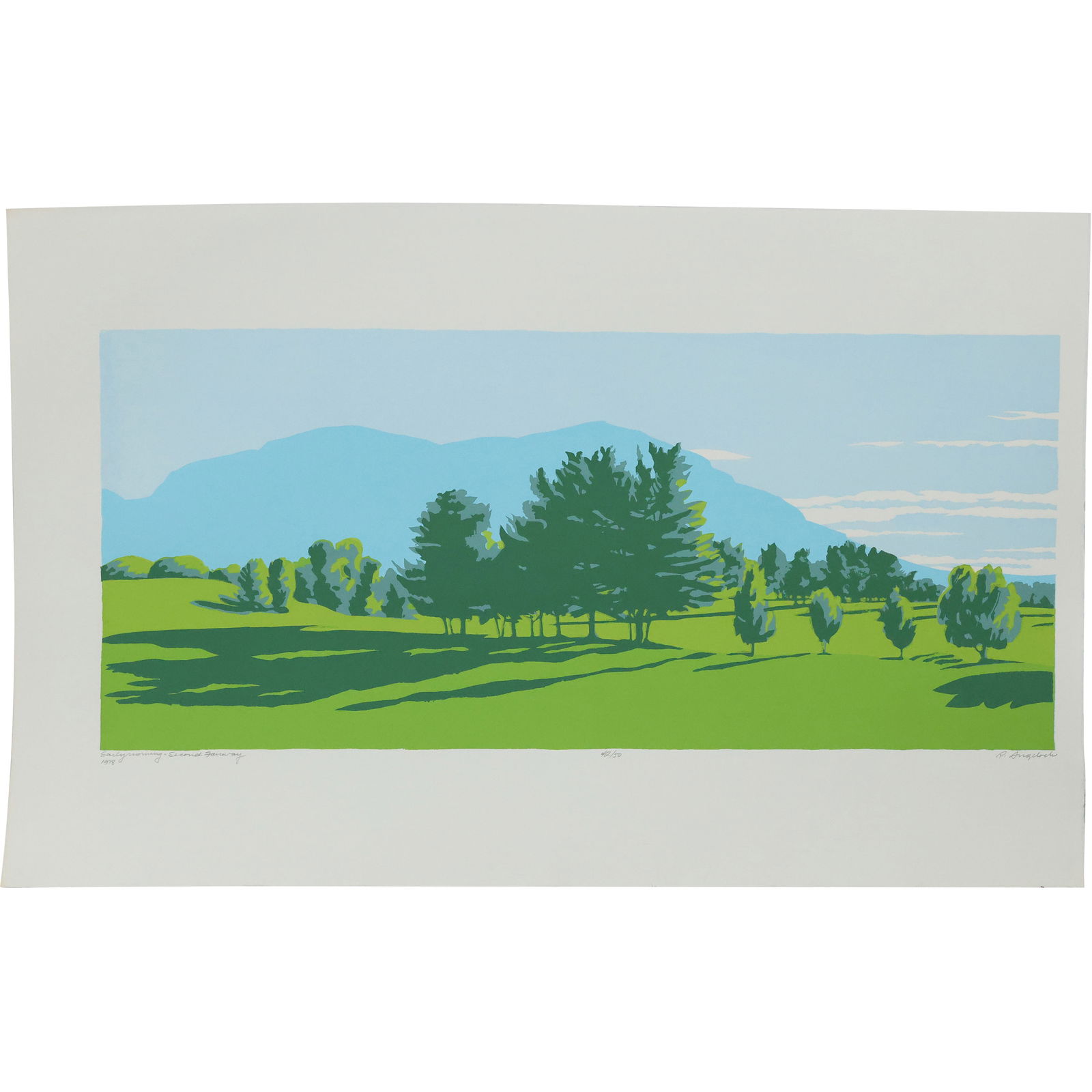 Robert Angeloch 1922-2011, Color Woodcut, Early Morning Second Fairway #42/50, Dated 1978 (1 of 10)