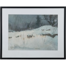 D G SUMMERS, Vintage Watercolor Painting Winter Landscape, Signed, Framed