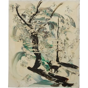 Morris Katz [ unusual with No Signature] Jewish American Acrylic Painting Deer in the Catskills