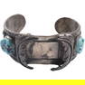 Native American Indian 1954 Tommy Yellow Feather Watch Cuff Bracelet Sterling Silver with Turquoise