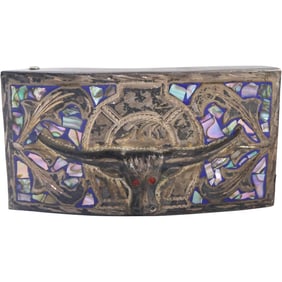 Jalisco Plata DR .925 Sterling Silver with Abalone Steer Belt Buckle 3 in. x 1 5/8 in. V.H.L.C.