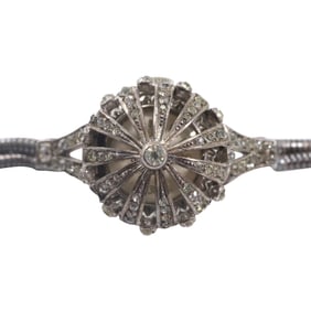 Lotos Sterling Silver Ladies Wristwatch Swiss 17 Jewels, works, 7 in. x 7/8 in.