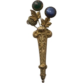 Victorian Gold Filled Pin marked "Faces of Time" 4 in. x 1 1/2 in.