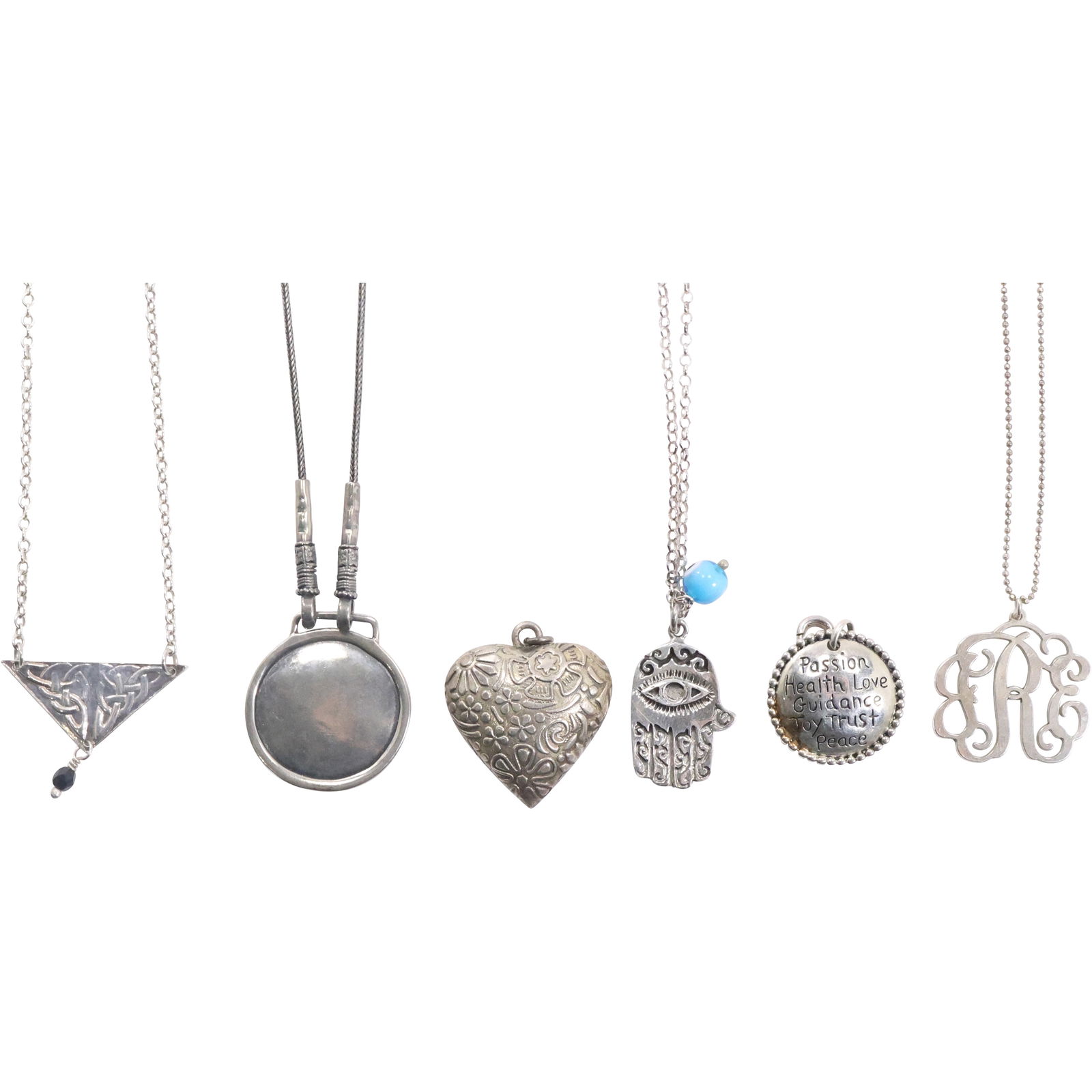 .925 Sterling Silver Pendants and Chains: .925 Passion Pendant 1 in. dia.; .925 Heart Pendant (1 of 17)