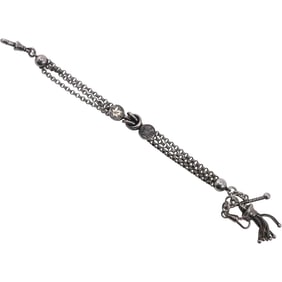 WATCH FOB marked Solid Silver, Tests Sterling, 18 grams Prince Albert Chain 8 in. x 1/2 in.