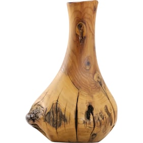 "Earth Gems" Polished Burlwood Vase 10 inches height, marked on base dated '94