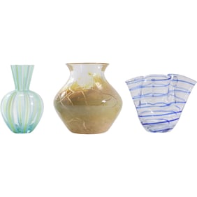 3 Assorted Mid-Century Modern Art Glass Vases - Nice Variety - See Pictures