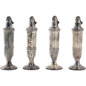 Set of 4 Ronson Juno Silver Plate Tall Table Lighters