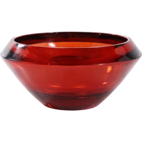 Vintage Red Teleflora Heavy Glass Bowl