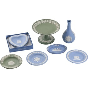 7 Assorted WEDGWOOD [5] Dishes, [1] Vase, [1] Tazza Compote