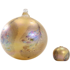 2 Marigold ART GLASS Large Hanging Oranament 13 in. and Marigold ART GLASS Oil Lamp Base 3.5 in.
