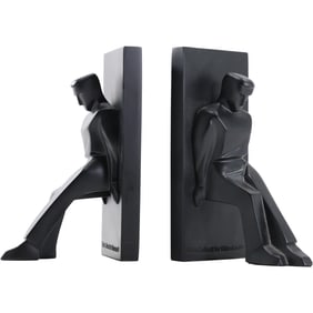 Chris Collicott Kikkerland Leaning Man Bookends, Postmodern, Minimalist, Art Deco, Cubism