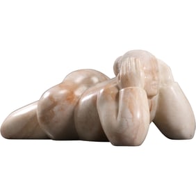 Stunning Polished Marble Sculpture of an Asian Laying Down Woman , unsigned, 13 in. length