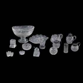 Estate Grouping 14 Assorted Pieces of American Brilliant Cut Glass - SEE PICTURES
