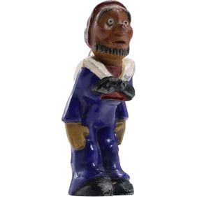 Vintage Cast Aluminum Metal Colonial Pirate Figure Statue 6 in. height, Original Paint Finish