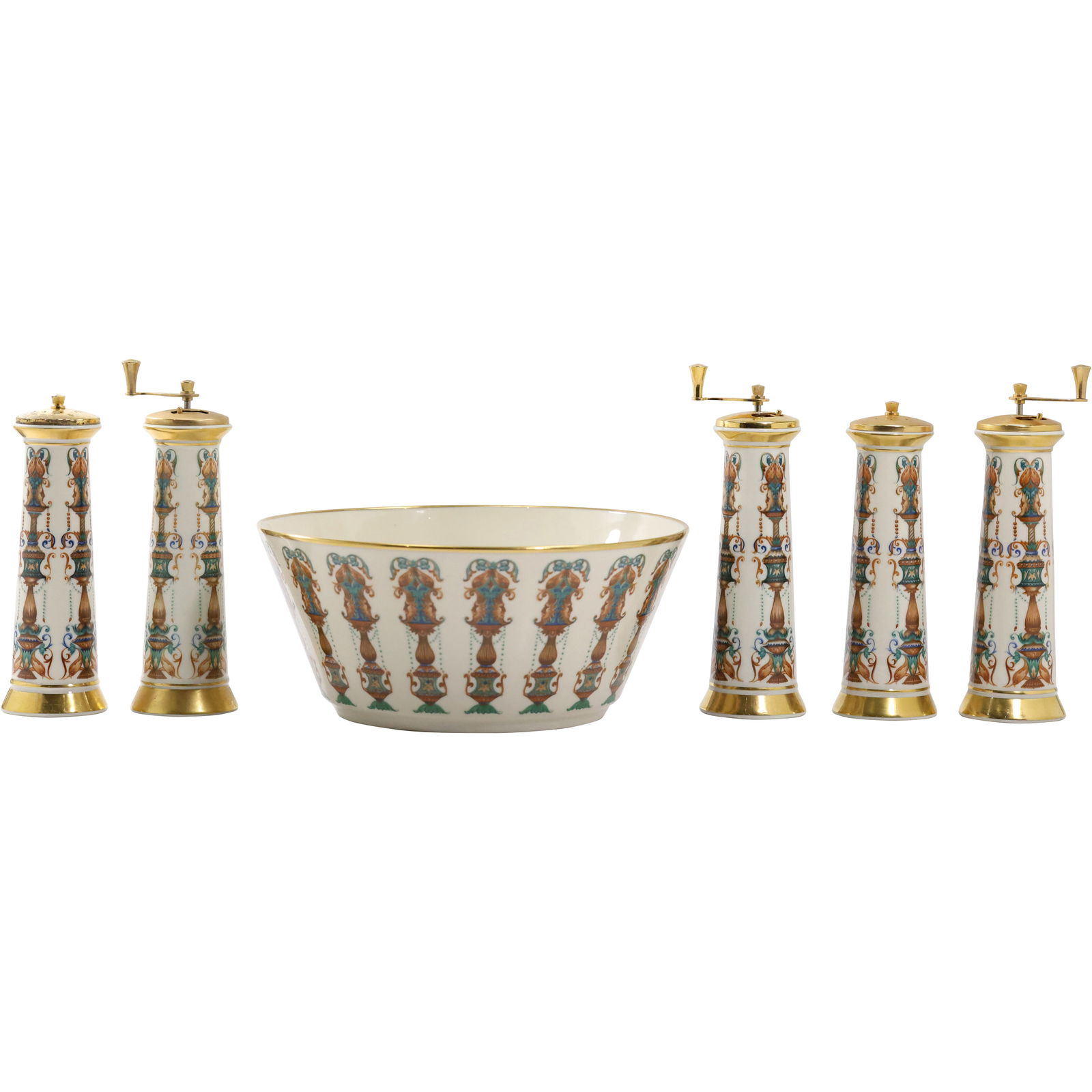 Vintage Lenox Lido Large Pasta Salad Serving Centerpiece Bowl with 5 enox Lido Pepper Mills (1 of 15)