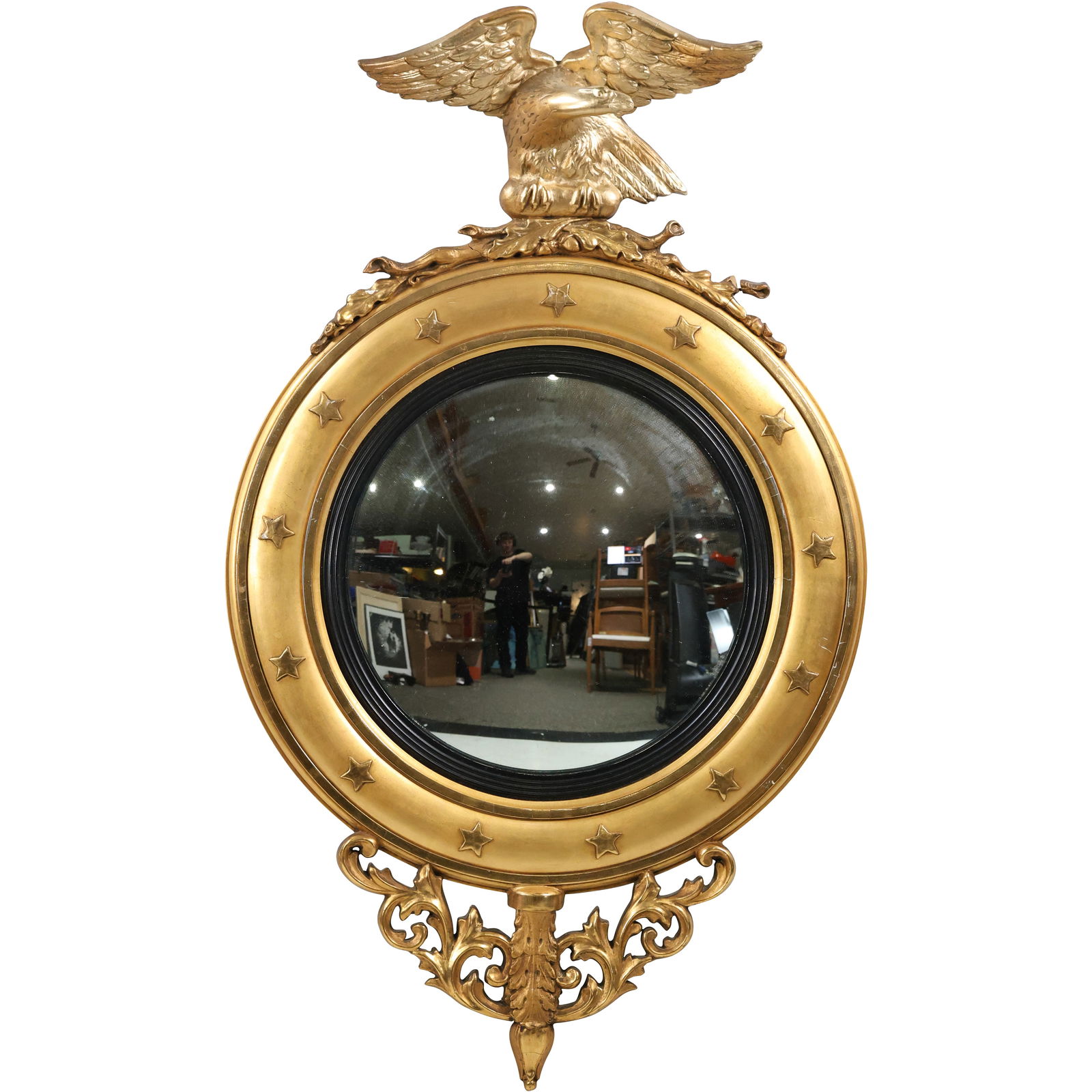 Regency-Style Federal Convex Mirror With Eagle Crown Motif (1 of 20)