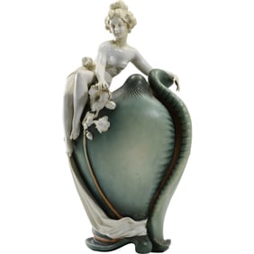ART NOUVEAU IMPERIAL AMPHORA AUSTRIA DUX WOMAN ON VASE 18 in. height x 10 in. wide